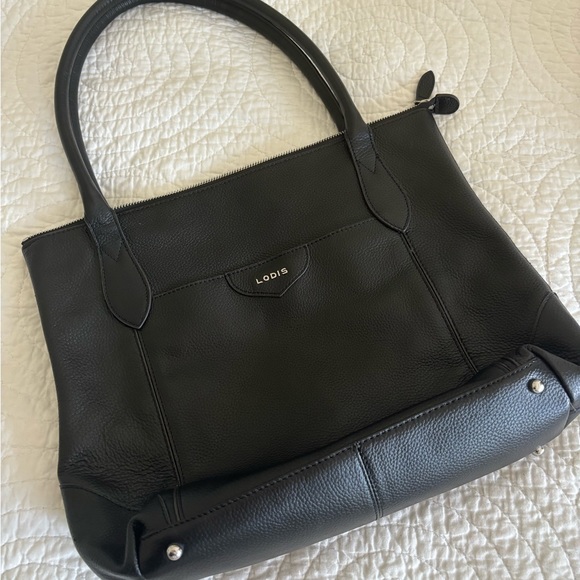 Lodis Black Pebbled Leather Tote Bag New Without Tags - Picture 1 of 7